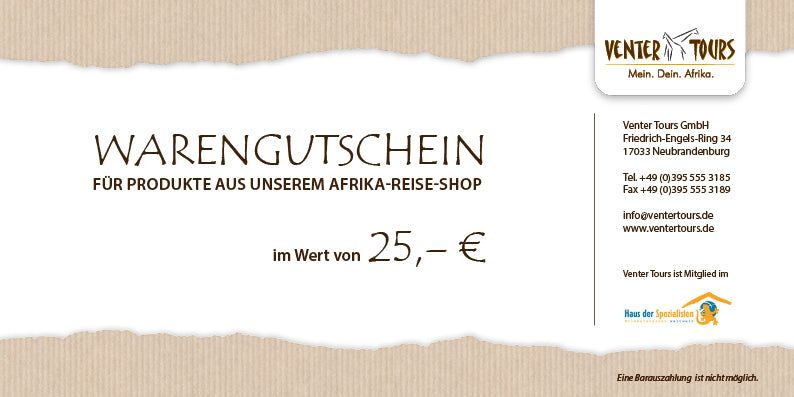 Warengutschein für unseren Online-Shop im Wert von 25 €