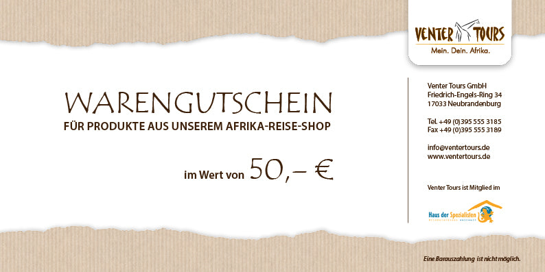 Warengutschein für unseren Online-Shop im Wert von 50 €