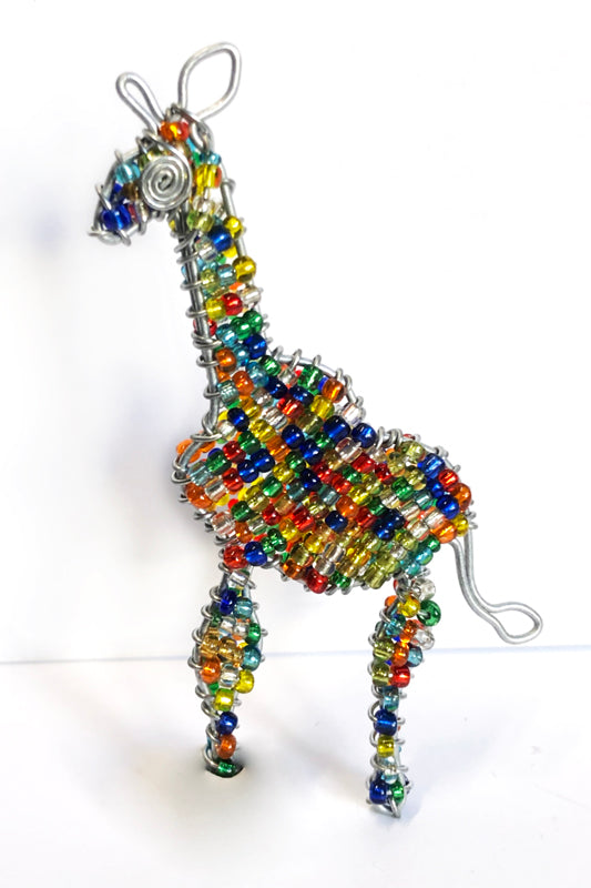 Giraffe aus Draht und Glasperlen