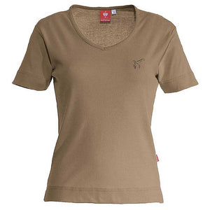 e.s. T-Shirt cotton V-Neck – Venter Tours Edition in lehm, von vorne