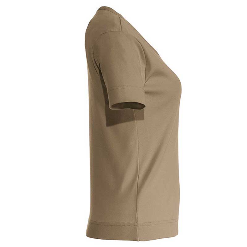 e.s. T-Shirt cotton V-Neck – Venter Tours Edition in lehm, seitlich
