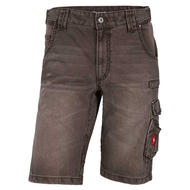 e.s. Worker-Jeans-Short – Venter Tours Edition in kastanie, von vorne