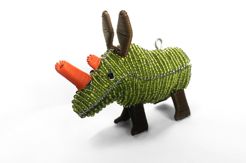 Nashorn aus Draht und Glasperlen